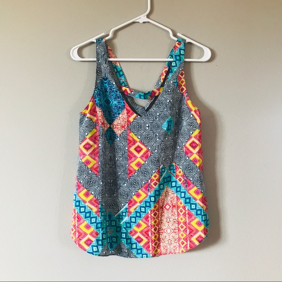 Amanda Uprichard 100% Silk Mixed Print Crisscross Back Tank - Picture 3 of 9